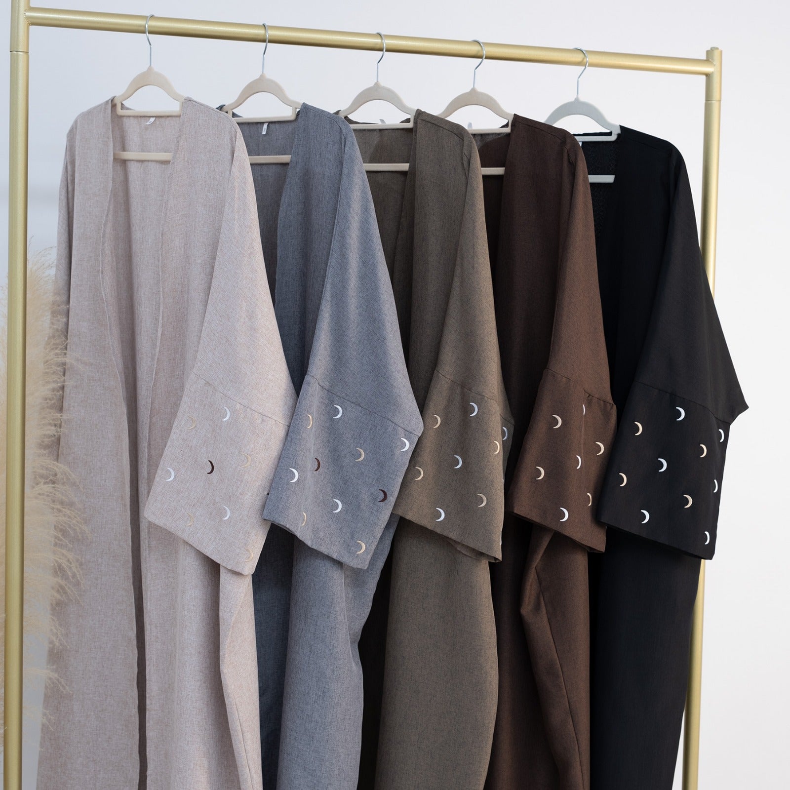 Steentaupe Kimono Abaya Jurk met Maanborduur