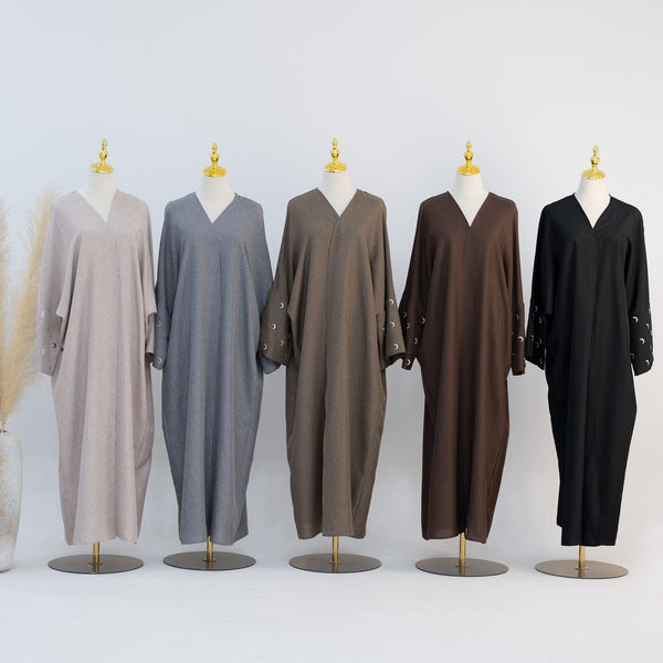 Steentaupe Kimono Abaya Jurk met Maanborduur