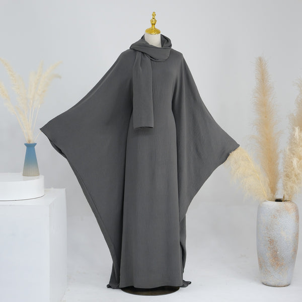 Antracietgrijs Jazz Crêpe Vlinder Abaya Jurk