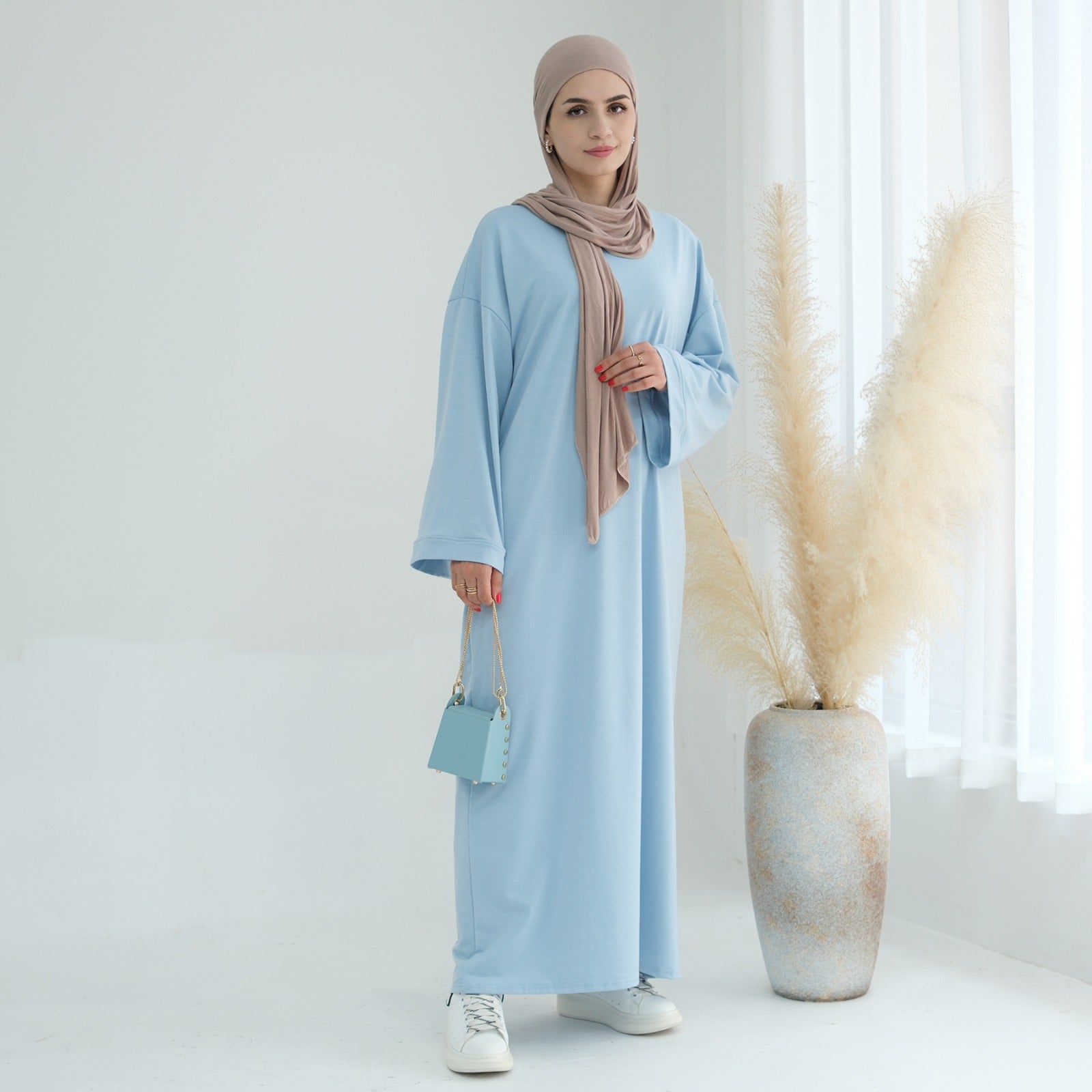 Babyblauw Sweatshirt Abaya Jurk