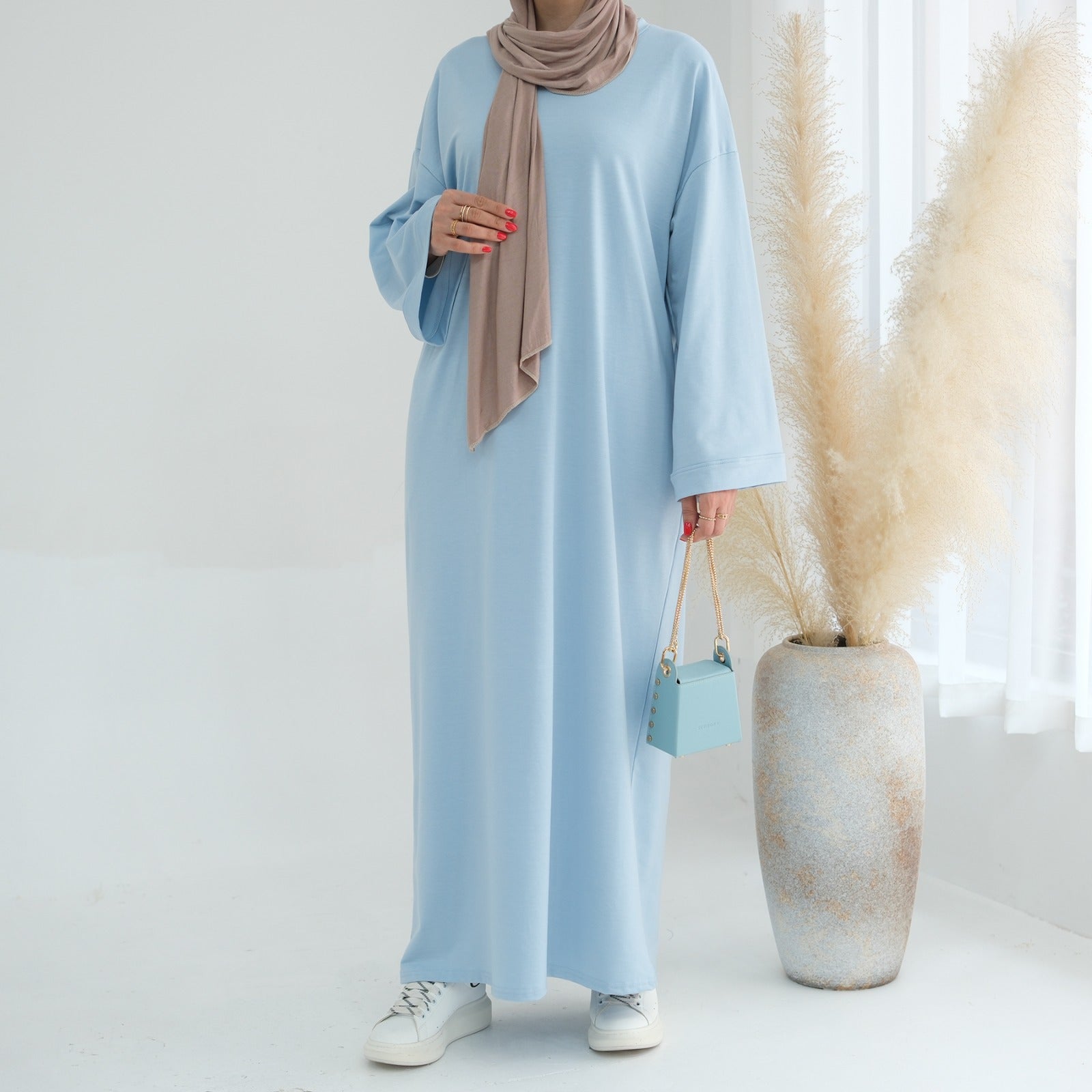 Babyblauw Sweatshirt Abaya Jurk