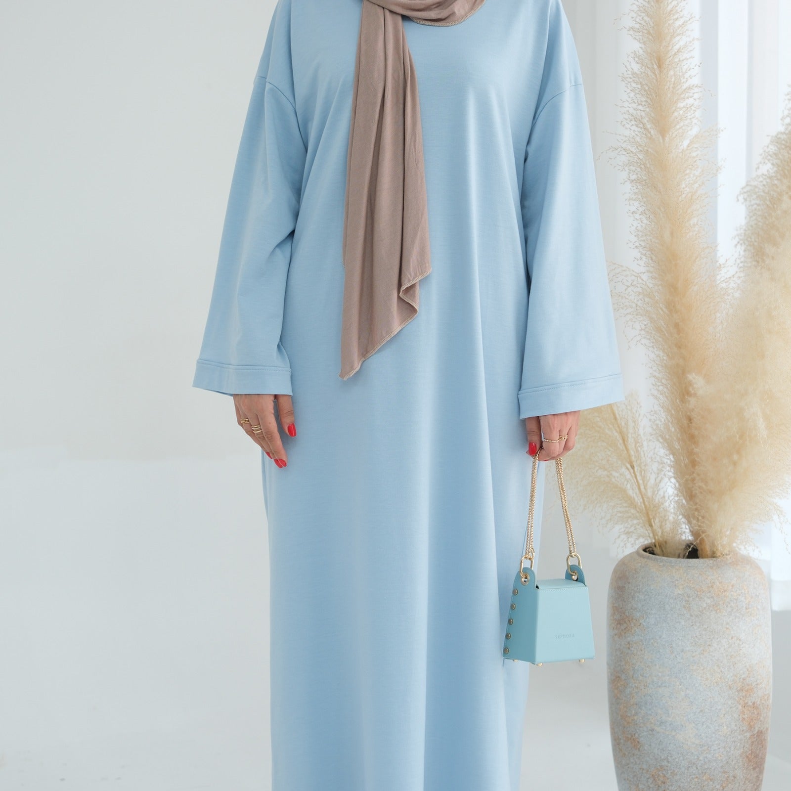 Babyblauw Sweatshirt Abaya Jurk