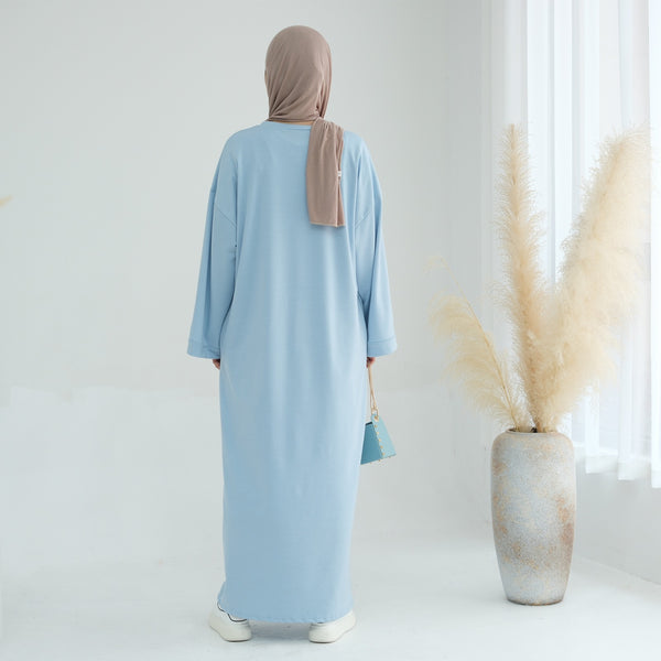 Babyblauw Sweatshirt Abaya Jurk