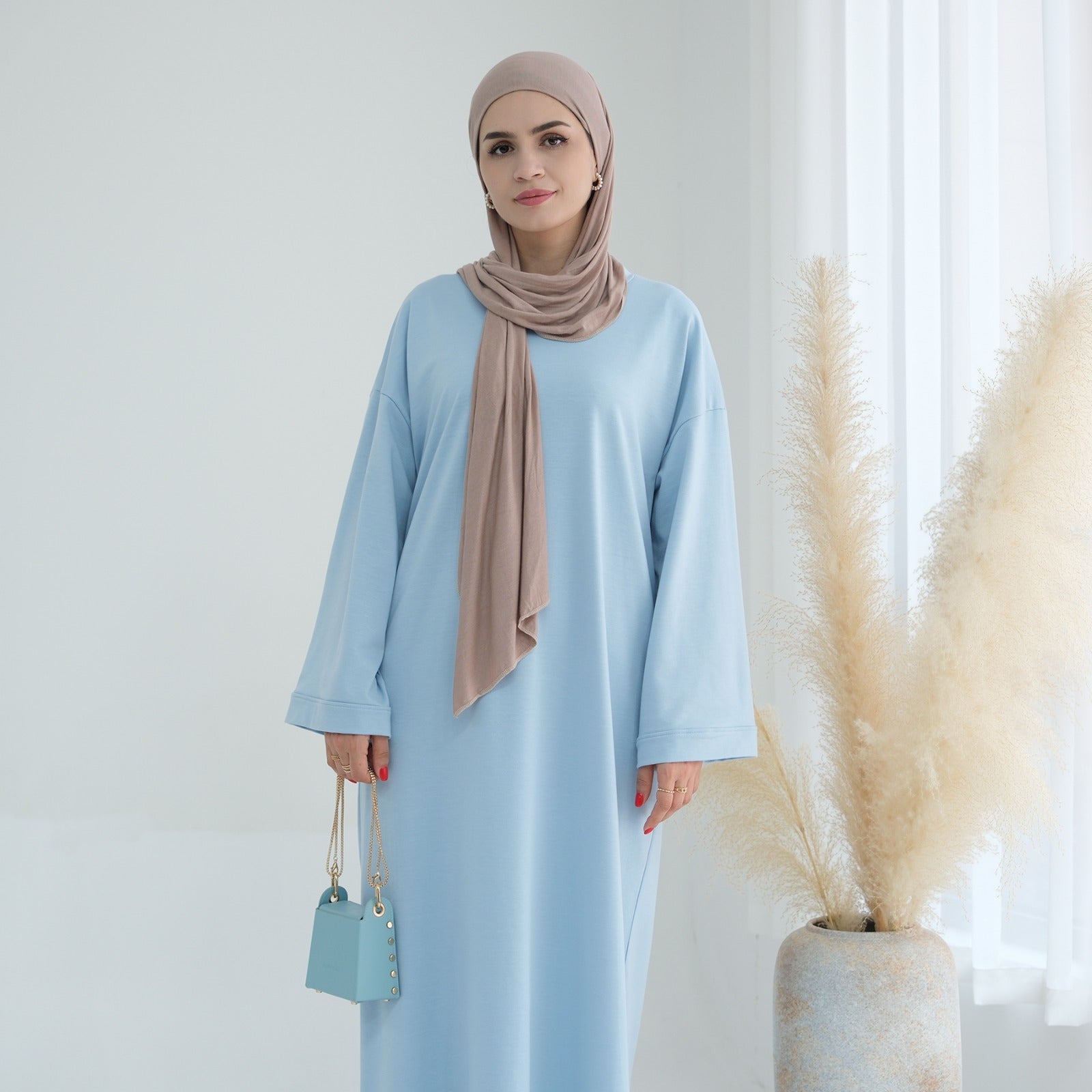 Babyblauw Sweatshirt Abaya Jurk