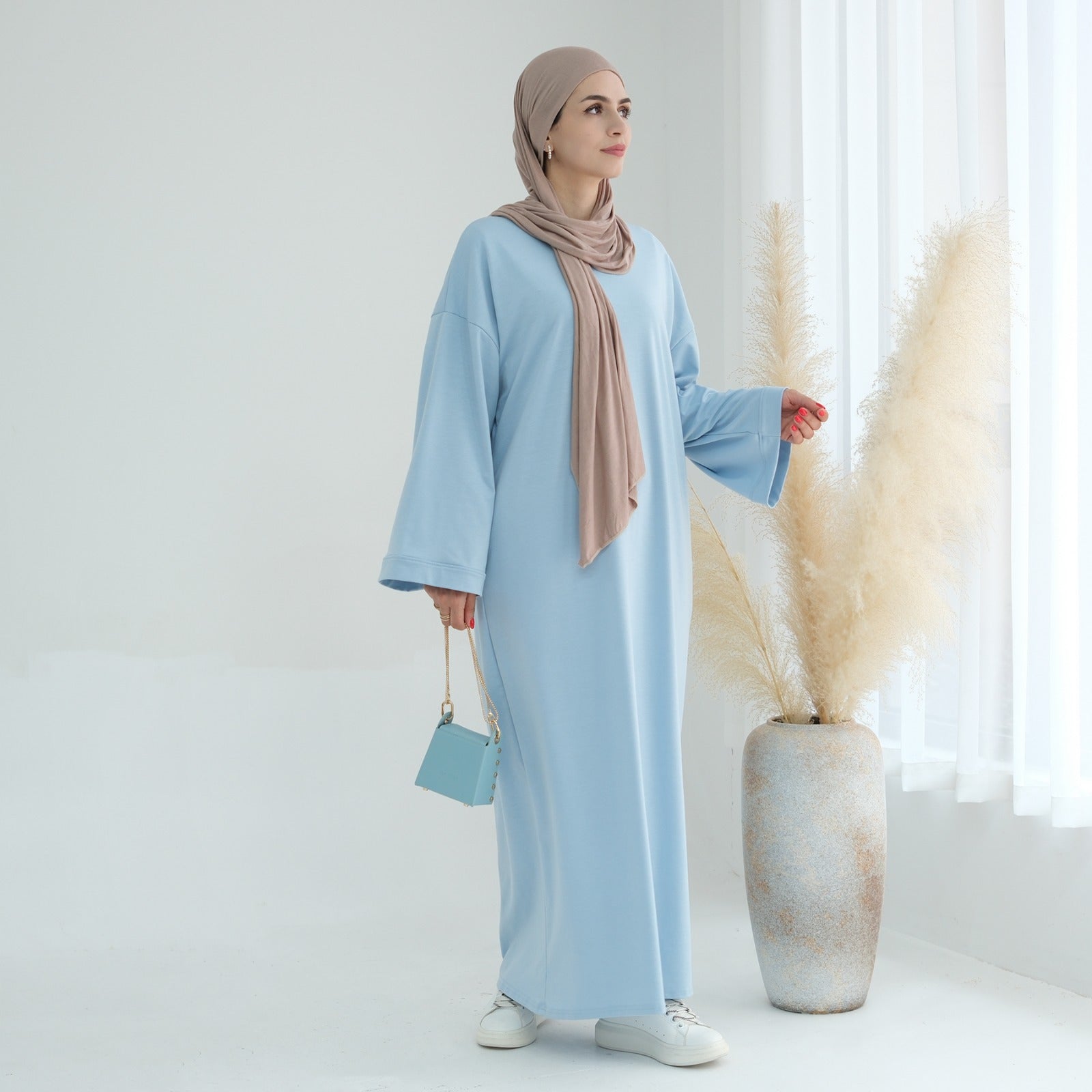 Babyblauw Sweatshirt Abaya Jurk