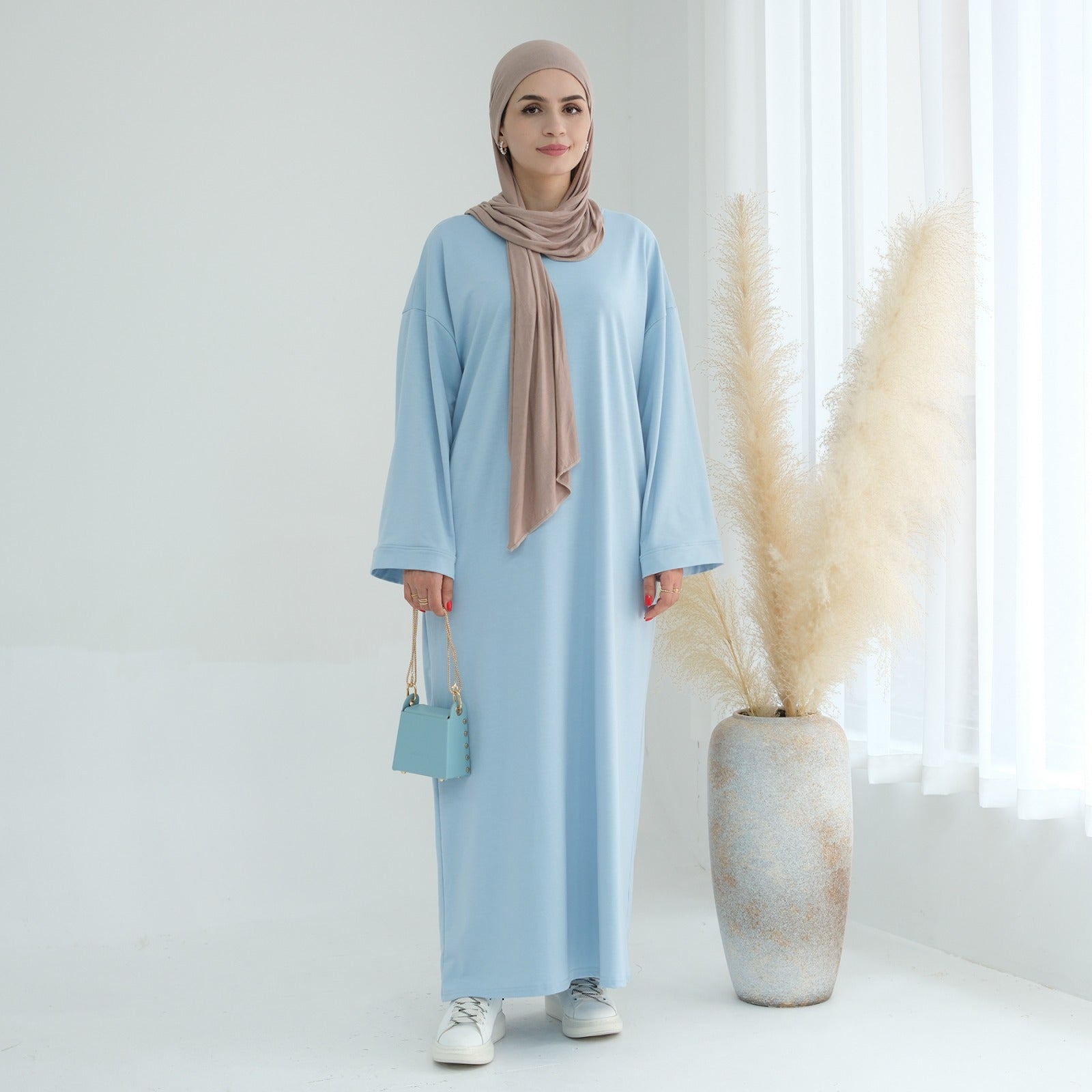 Babyblauw Sweatshirt Abaya Jurk