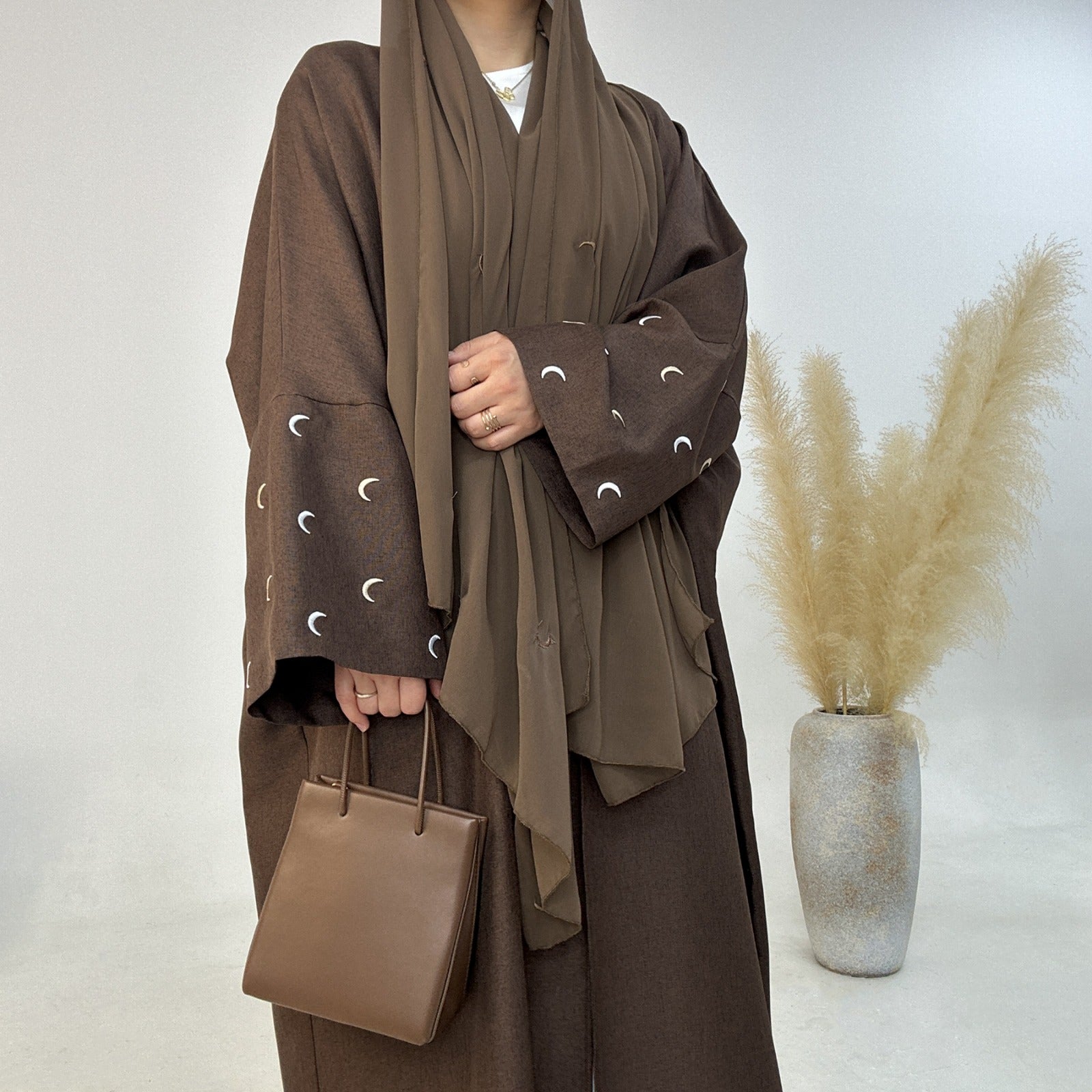 Berenbruin Kimono Abaya Jurk met Maanborduur