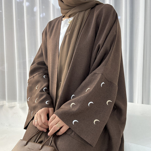 Berenbruin Kimono Abaya Jurk met Maanborduur