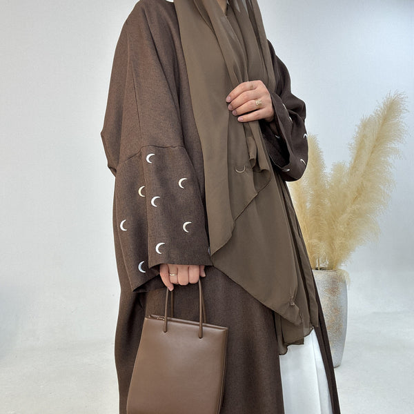 Berenbruin Kimono Abaya Jurk met Maanborduur