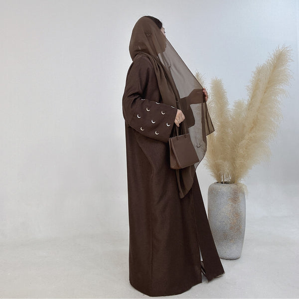 Berenbruin Kimono Abaya Jurk met Maanborduur