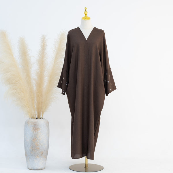 Berenbruin Kimono Abaya Jurk met Maanborduur