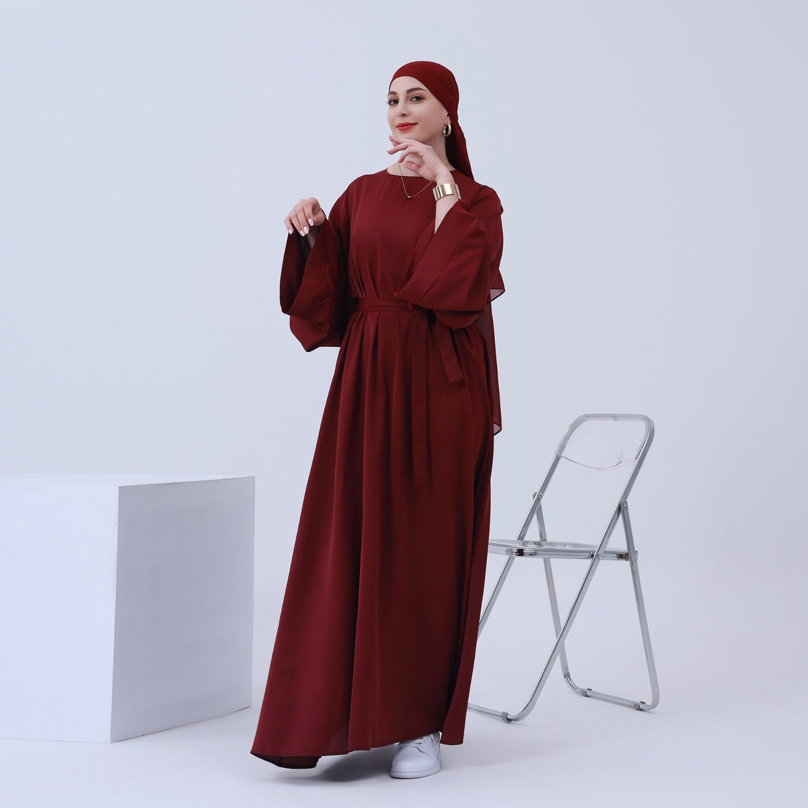 Bloedrood Nida Abaya Jurk