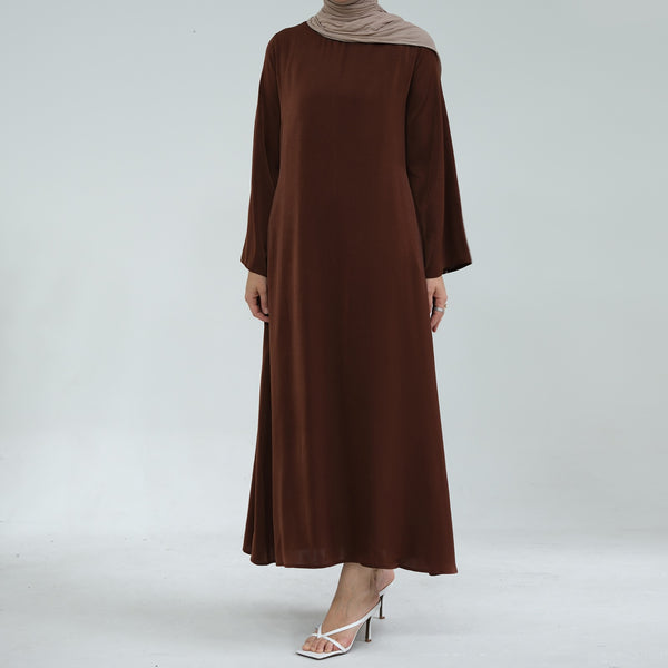 Chocoladebruin Zijdezachte Satijn Abaya Jurk