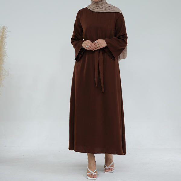 Chocoladebruin Zijdezachte Satijn Abaya Jurk