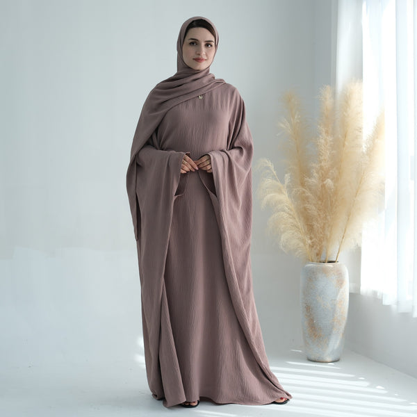 Chocolademelkbruin Jazz Crêpe Vlinder Abaya Jurk