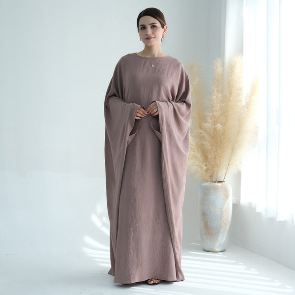 Chocolademelkbruin Jazz Crêpe Vlinder Abaya Jurk