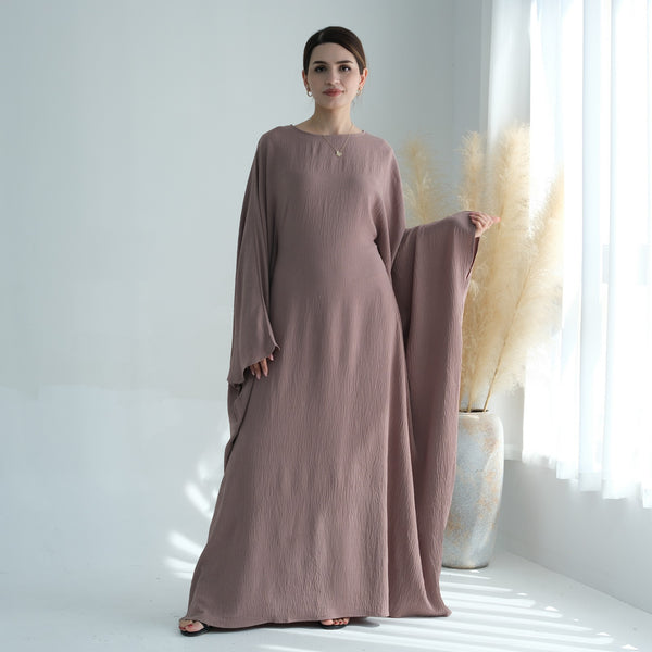 Chocolademelkbruin Jazz Crêpe Vlinder Abaya Jurk