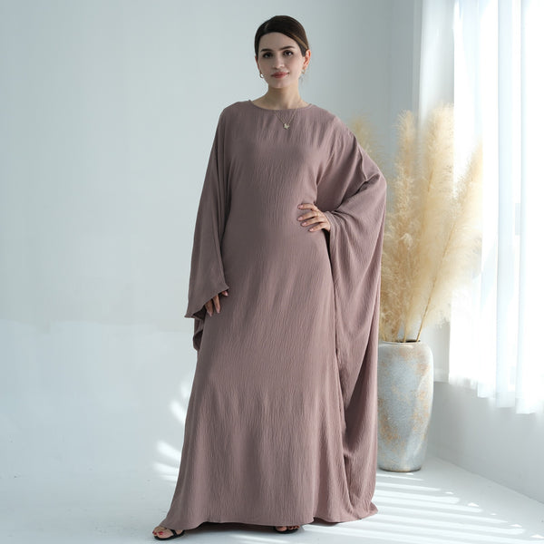 Chocolademelkbruin Jazz Crêpe Vlinder Abaya Jurk