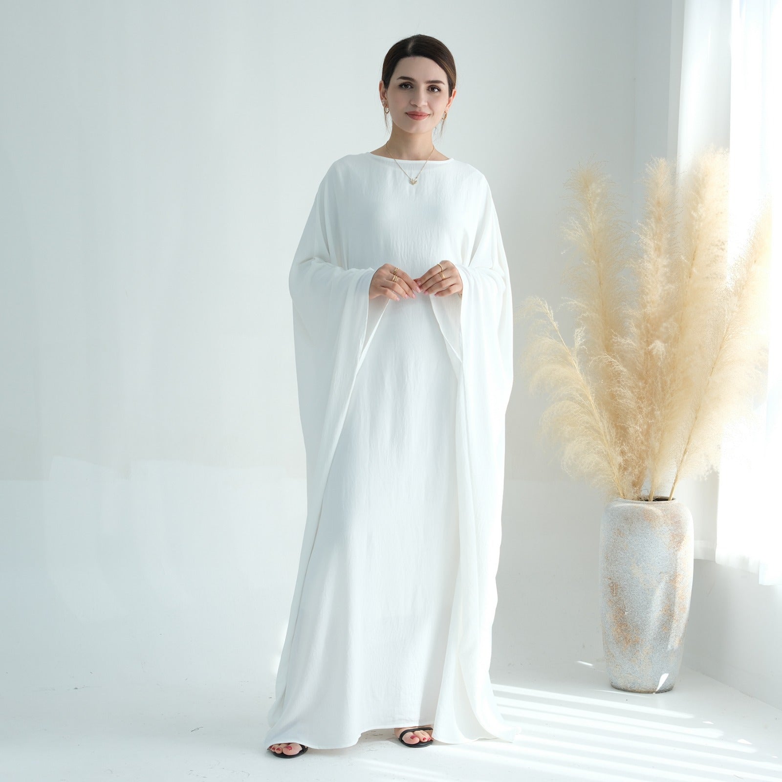 Engelenwit Jazz Crêpe Vlinder Abaya Jurk