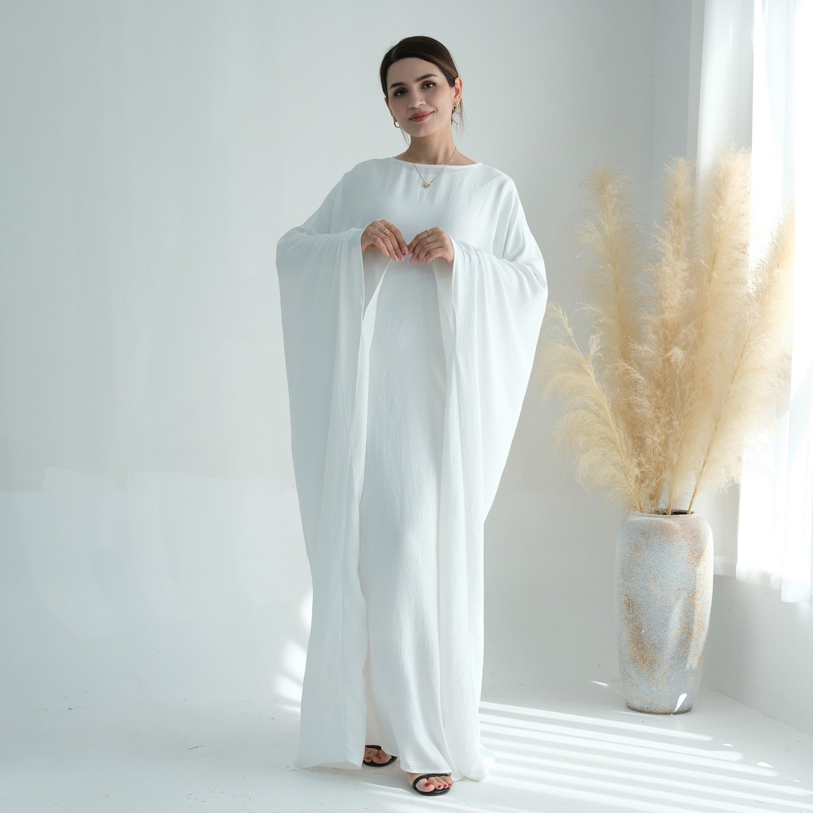 Engelenwit Jazz Crêpe Vlinder Abaya Jurk