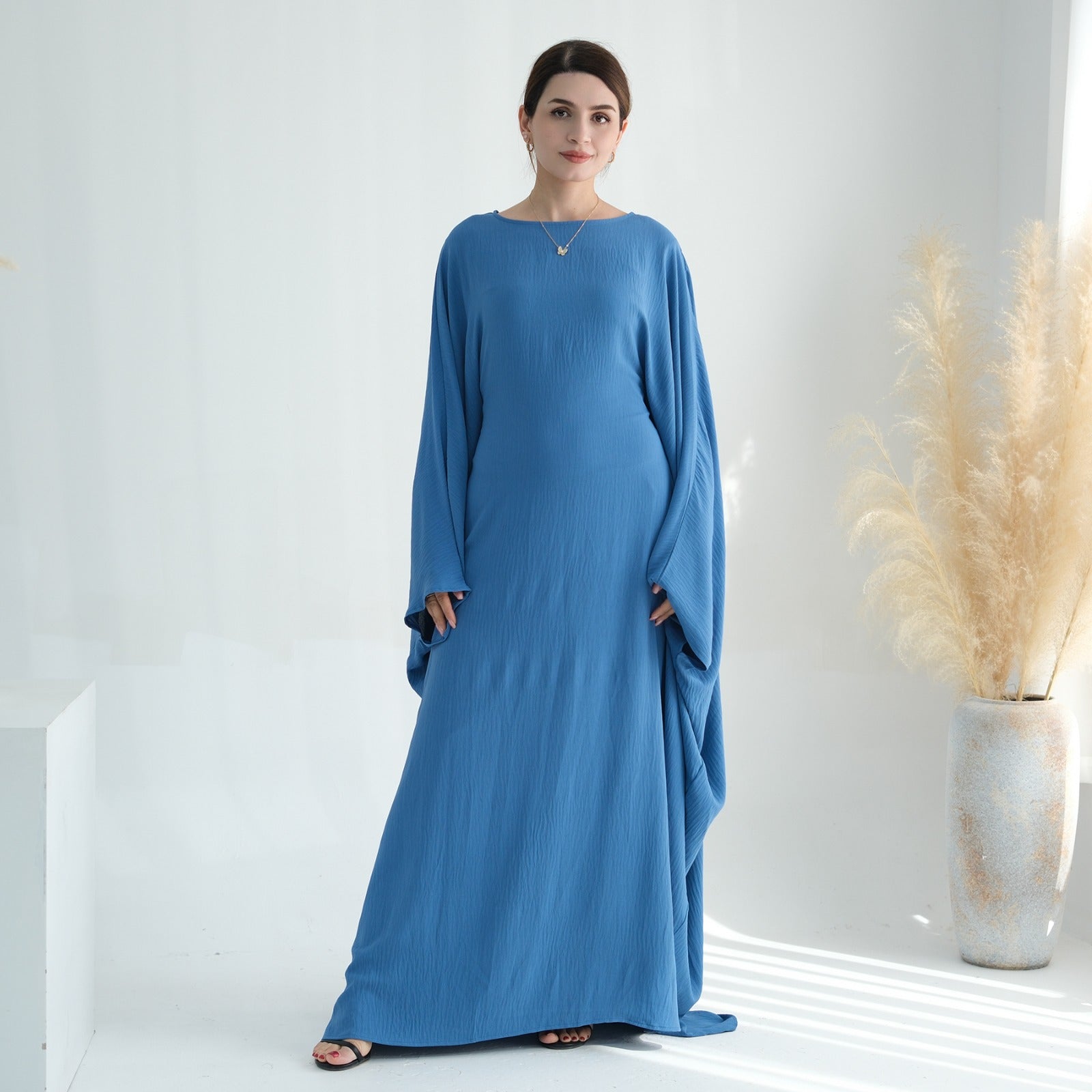 Hemelblauw Jazz Crêpe Vlinder Abaya Jurk