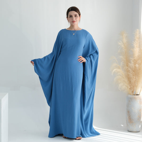 Hemelblauw Jazz Crêpe Vlinder Abaya Jurk
