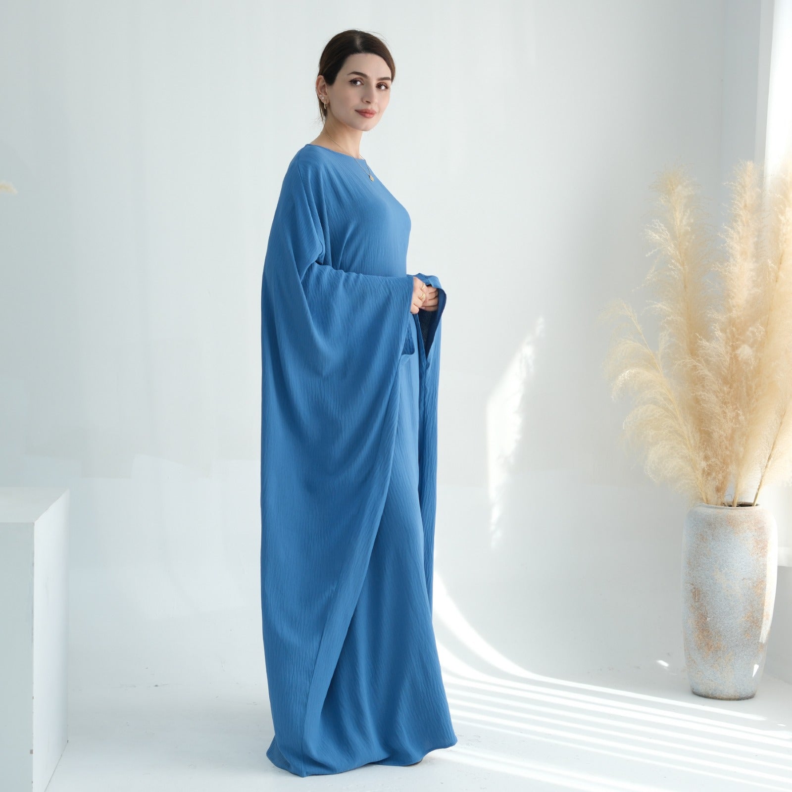 Hemelblauw Jazz Crêpe Vlinder Abaya Jurk