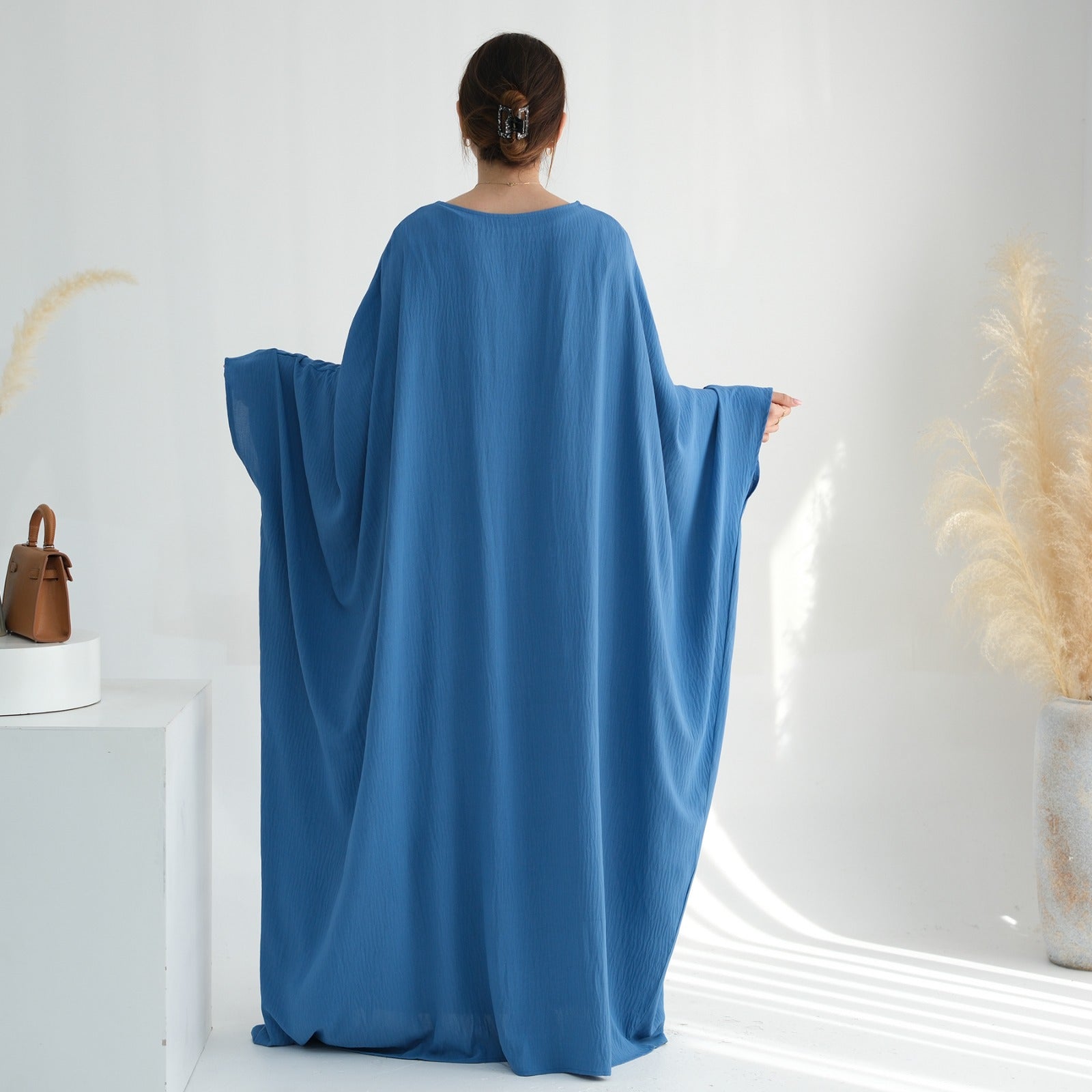 Hemelblauw Jazz Crêpe Vlinder Abaya Jurk