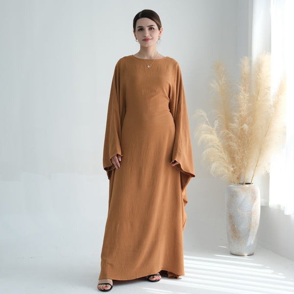 Honingbruin Jazz Crêpe Vlinder Abaya Jurk