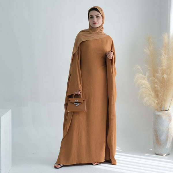 Honingbruin Jazz Crêpe Vlinder Abaya Jurk