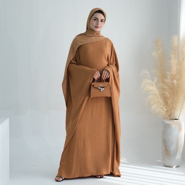 Honingbruin Jazz Crêpe Vlinder Abaya Jurk