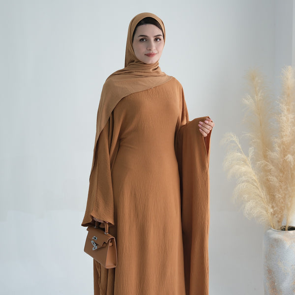 Honingbruin Jazz Crêpe Vlinder Abaya Jurk