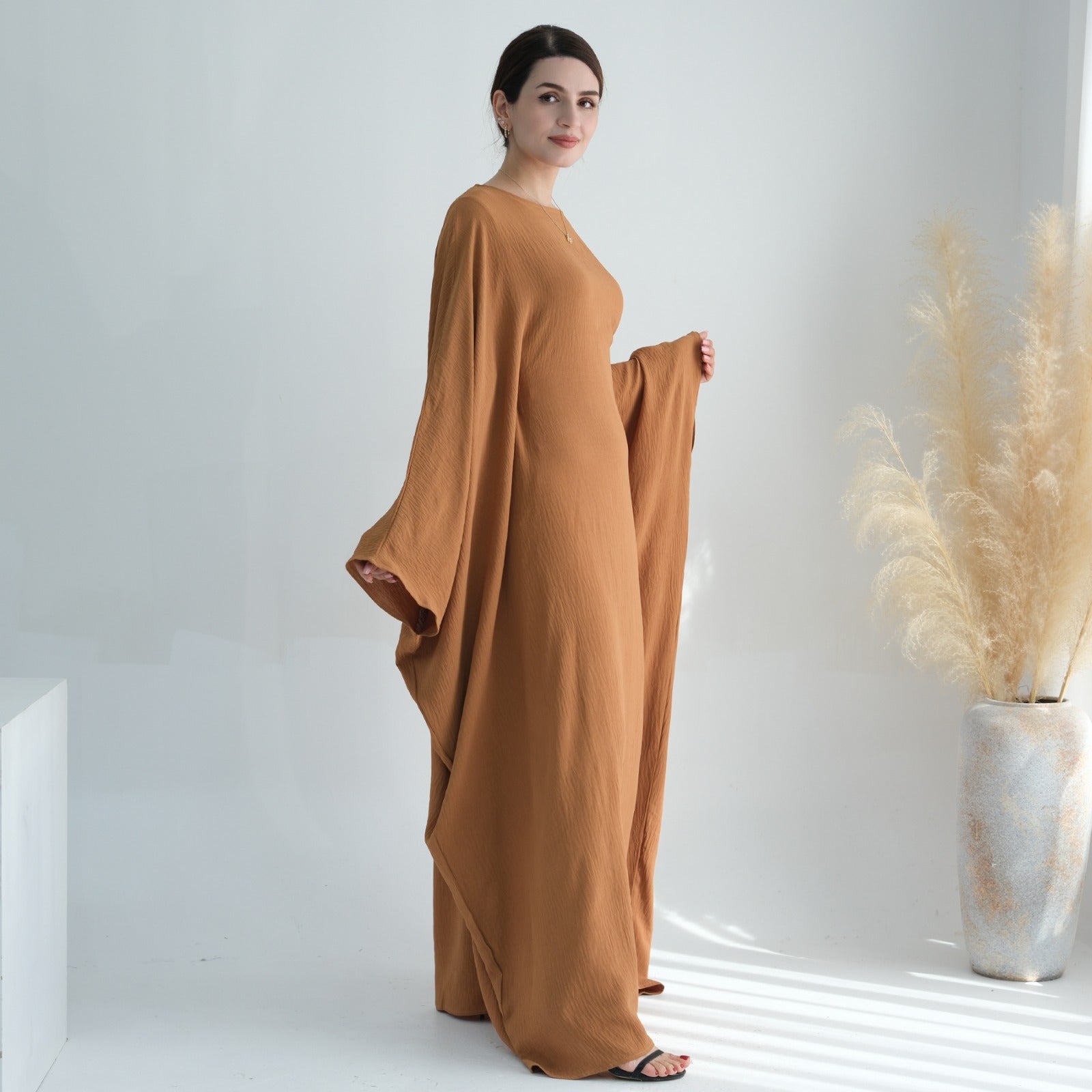 Honingbruin Jazz Crêpe Vlinder Abaya Jurk