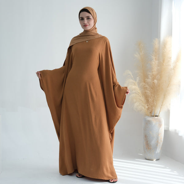 Honingbruin Jazz Crêpe Vlinder Abaya Jurk