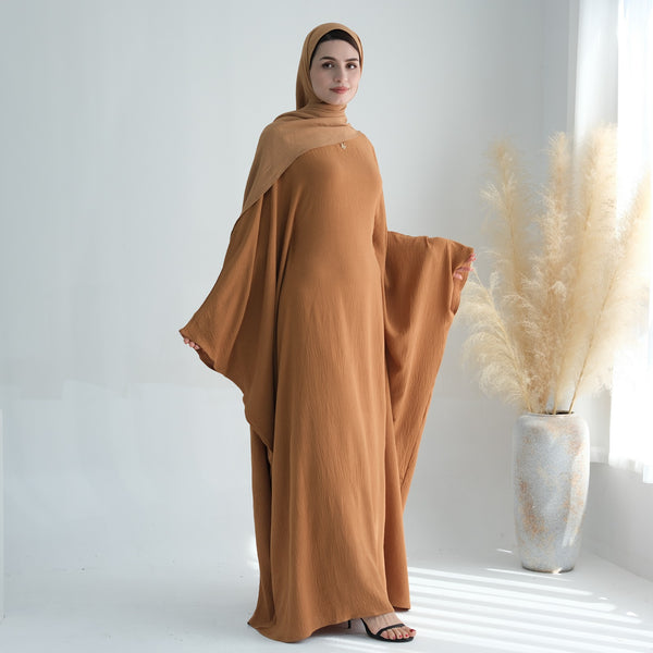 Honingbruin Jazz Crêpe Vlinder Abaya Jurk