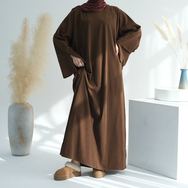Koffiebruin Winter Corduroy Abaya