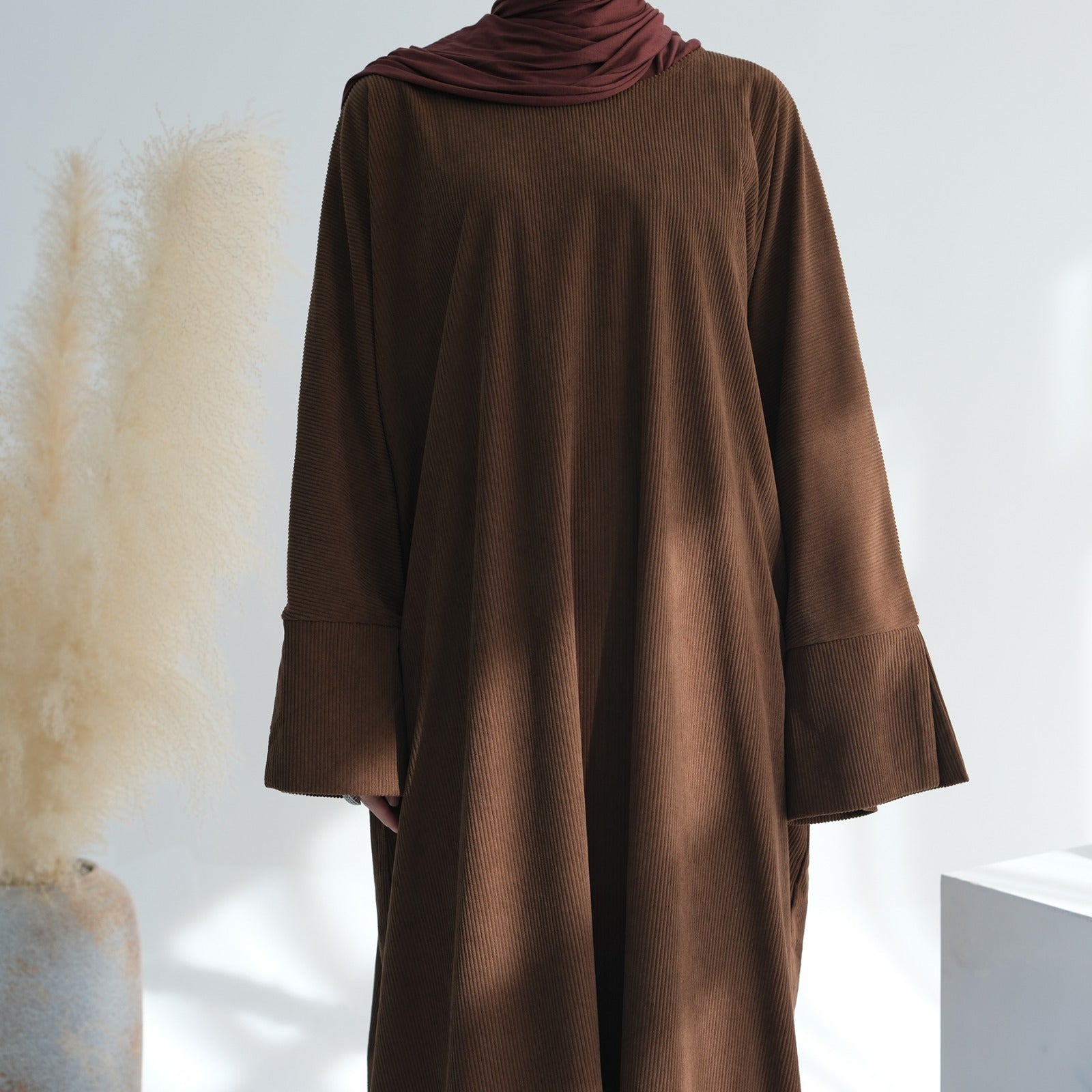 Koffiebruin Winter Corduroy Abaya