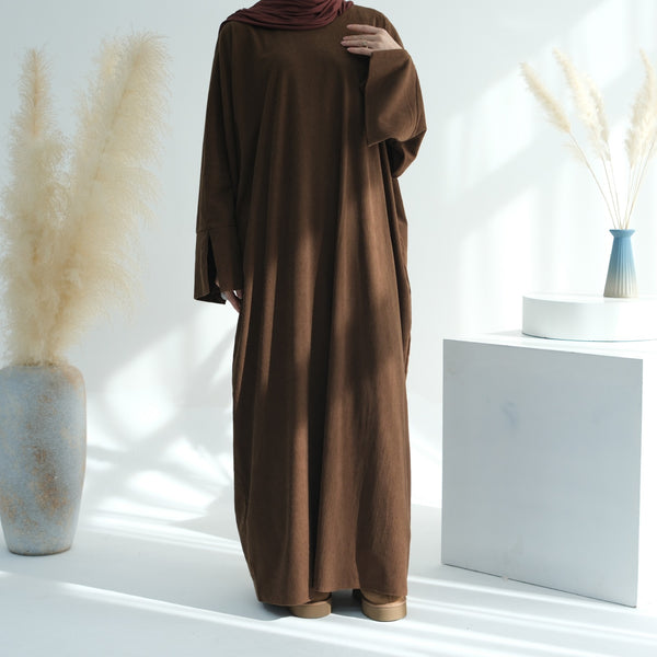 Koffiebruin Winter Corduroy Abaya