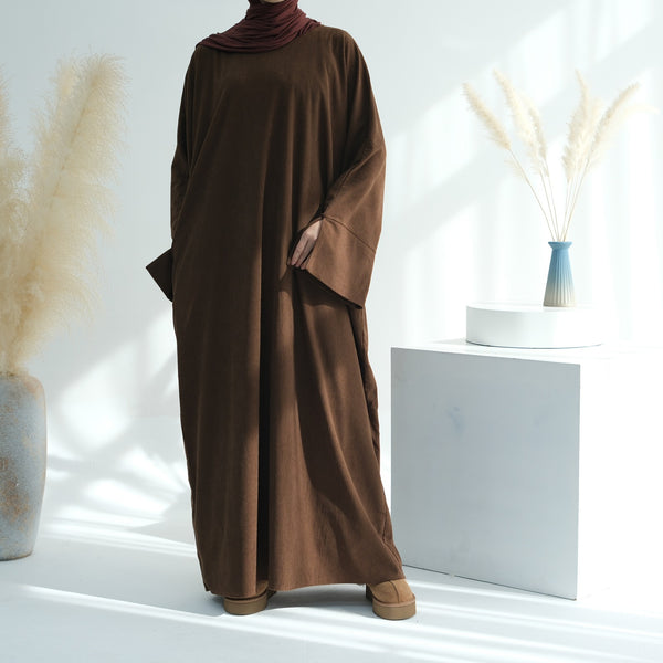 Koffiebruin Winter Corduroy Abaya