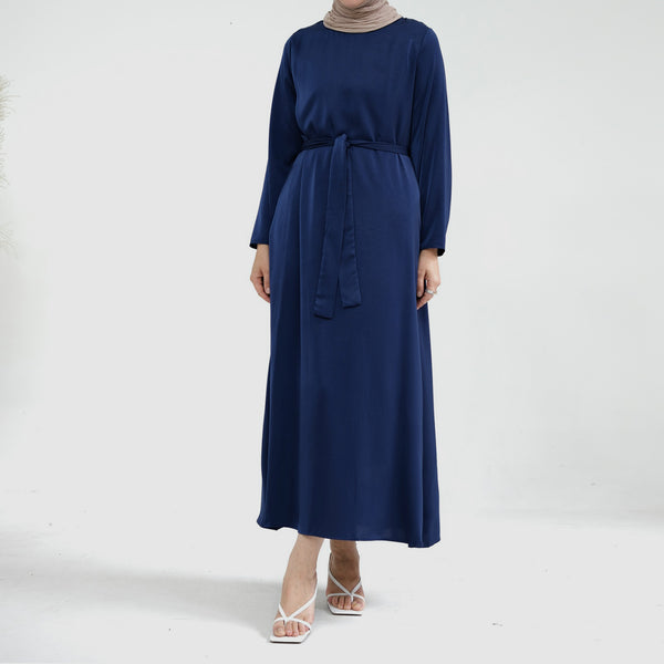 Koningsblauw Zijdezachte Satijn Abaya Jurk