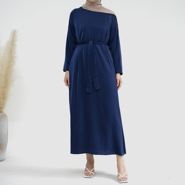 Koningsblauw Zijdezachte Satijn Abaya Jurk