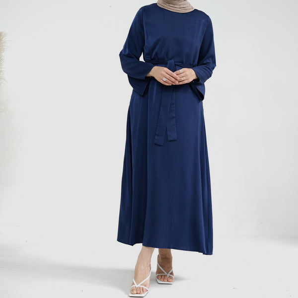 Koningsblauw Zijdezachte Satijn Abaya Jurk