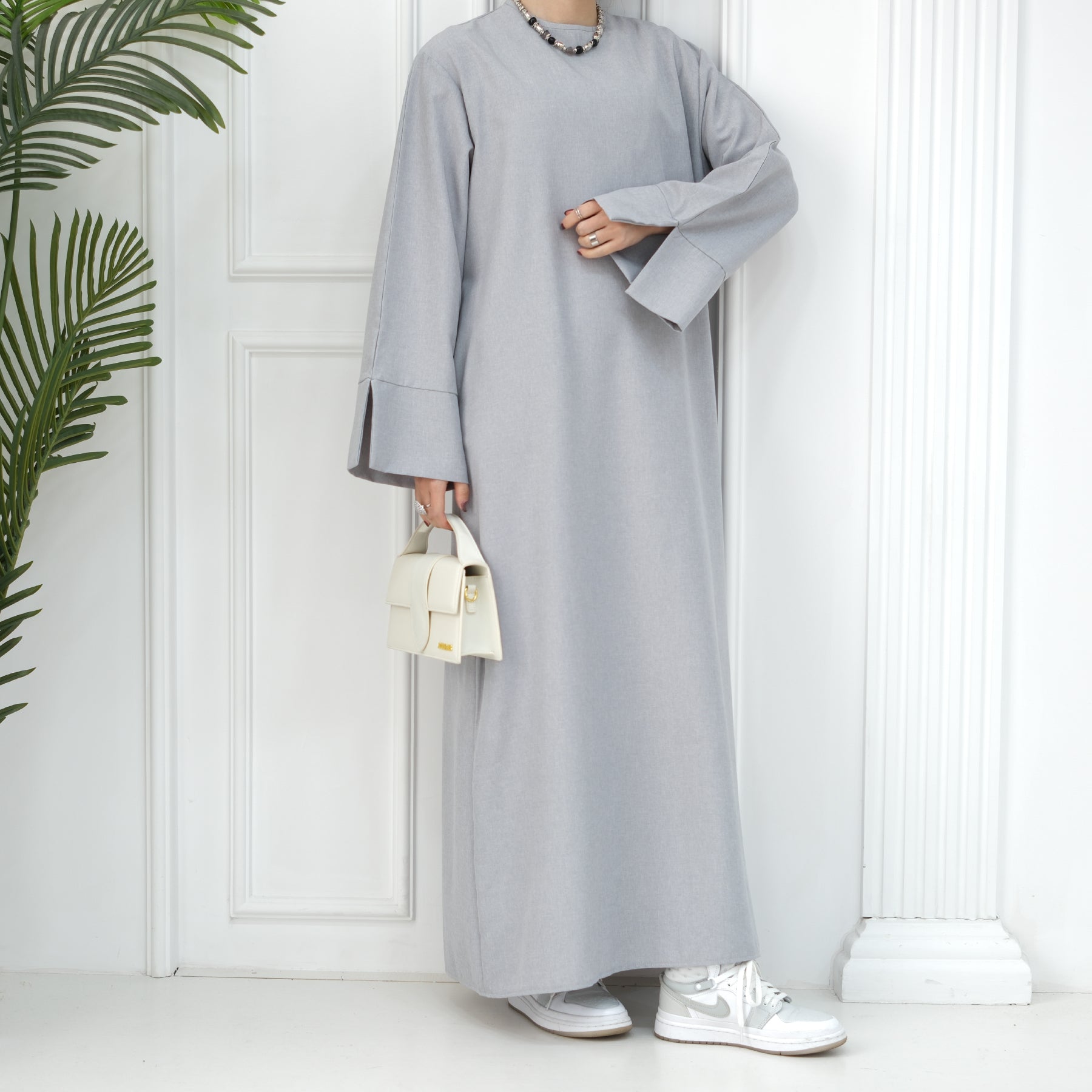Mistgrijs Simpel Abaya Jurk