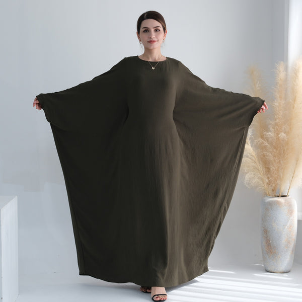 Legergroen Jazz Crêpe Vlinder Abaya Jurk