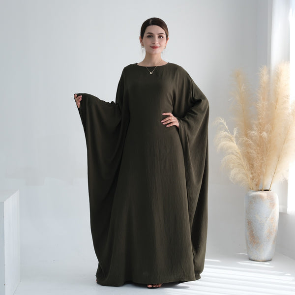 Legergroen Jazz Crêpe Vlinder Abaya Jurk