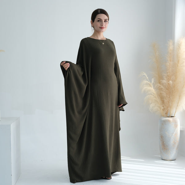 Legergroen Jazz Crêpe Vlinder Abaya Jurk