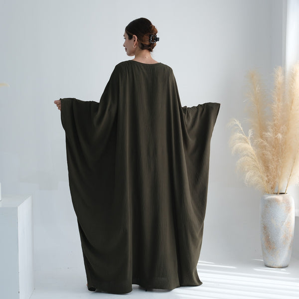 Legergroen Jazz Crêpe Vlinder Abaya Jurk