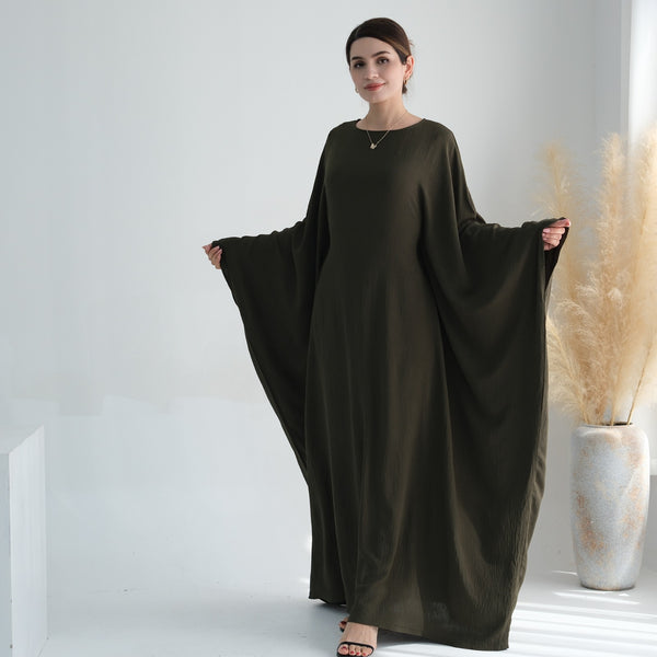 Legergroen Jazz Crêpe Vlinder Abaya Jurk