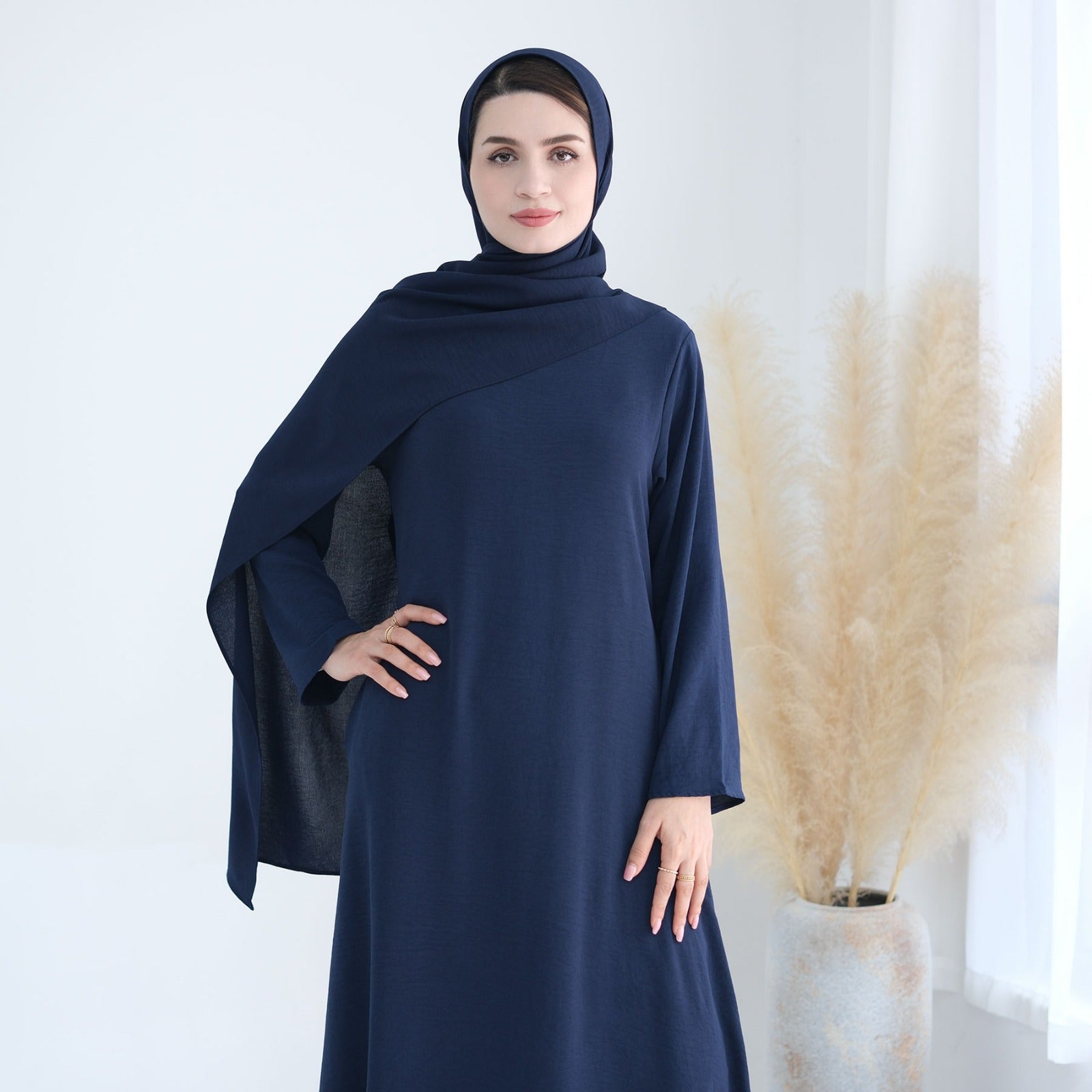 Marineblauw Jazz Crêpe Abaya Jurk