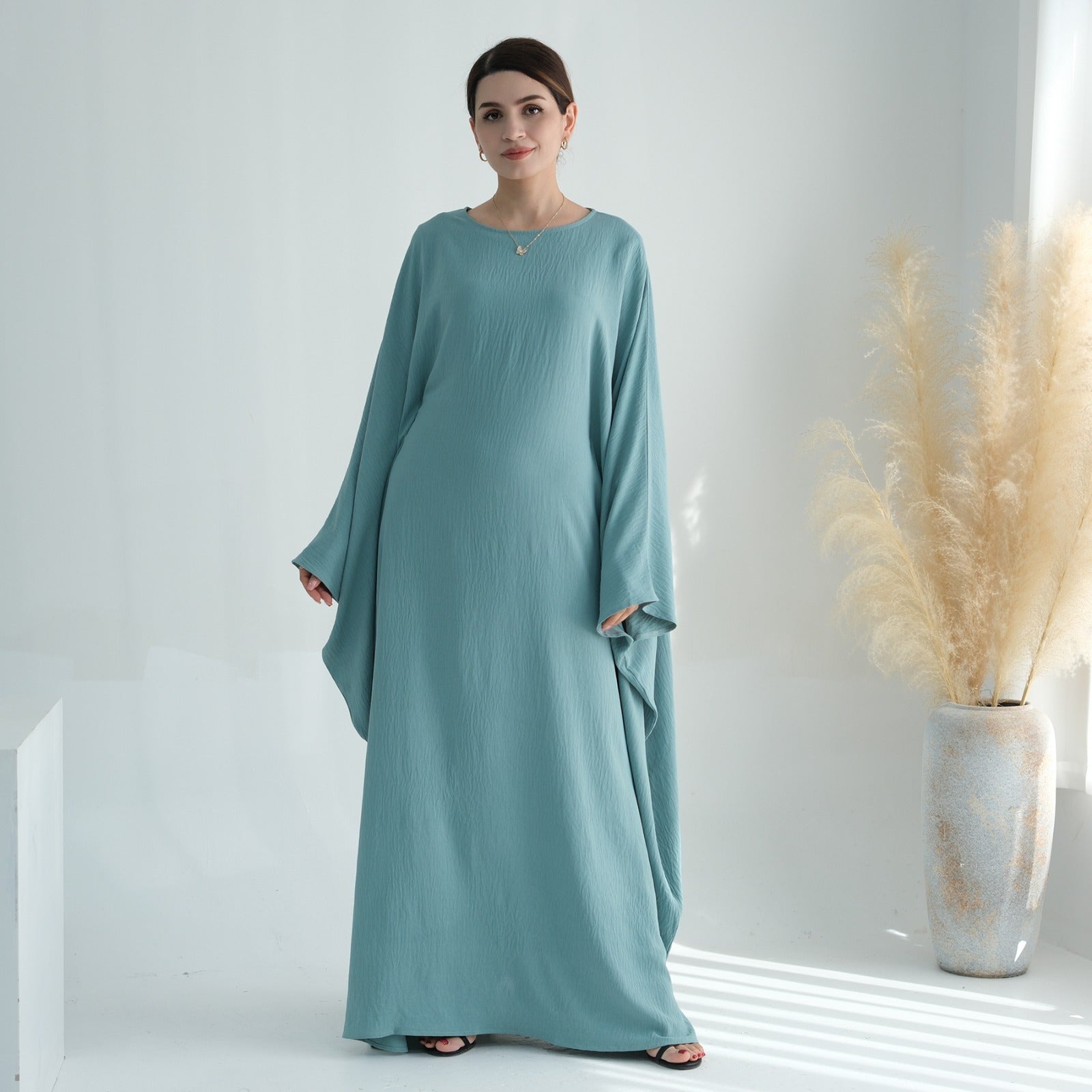 Mintgroen Jazz Crêpe Vlinder Abaya Jurk